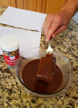 Chocolate covered ice cream square